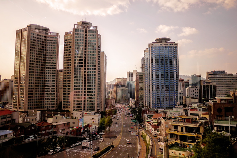 stratus clouds, buildings, high angle view, street, korea, nature, skyscraper, famous Place, building Exterior, apartment, s, residential district, mode of transportation
