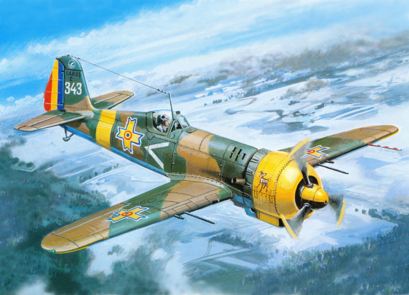 low, 5K, WW2, art, fighter, the plane, earth, metal, IAR - 81C, figure, Romanian, forest, the sky, field