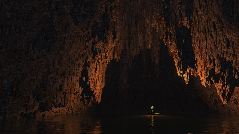 nature, scenics - nature, one person, tranquility, water, 2K, reflection, rock formation, geology, outdoors, cave, sea, download nature  pack 2560x1440