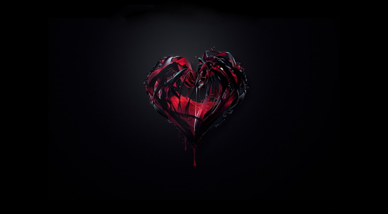copy space, positive emotion, directly above, red, motion, emotion, black color, food, art and craft, 2K, bleeding, heart shape, black, purity, close-up