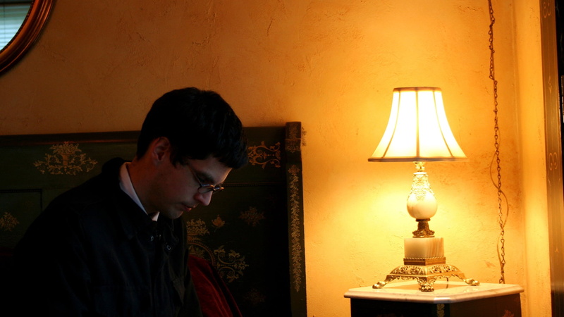 furniture, technology, contemplation, top, s, man, room, young men, adult, illuminated, glasses, men, electricity, night, side view, electric lamp, lamp shade