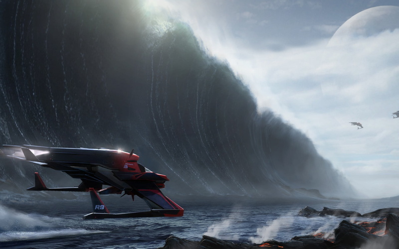 power in nature, star citizen, day, flying, nature, red, transportation, cloud - sky, awe, helios system, waterfall, scenics, splashing, no People, wave