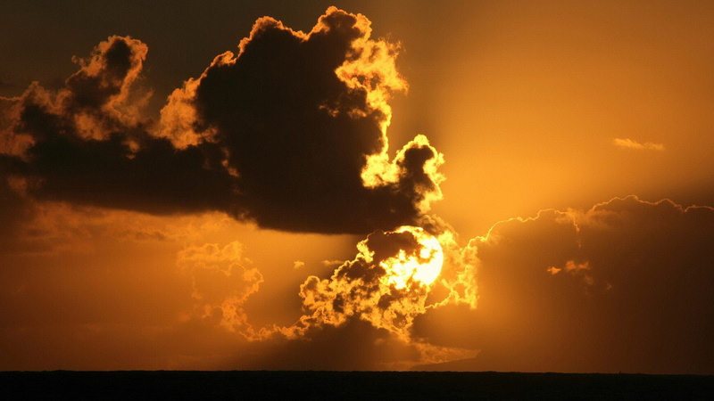 backgrounds, dark, horizon over water, environment, sea, power in nature, dramatic sky, cloud - sky, sky, water, 1080P, beauty in nature, outdoors, burning