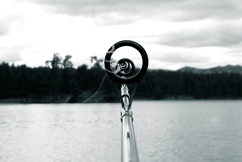 Fishing, black and white, water, 2K, tranquility, Black Hills, scenics - nature, fishing pole, focus on foreground, day, Lake, cloud - sky, plant, tranquil scene