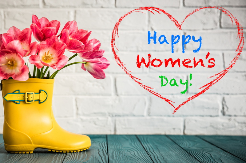 table, day, text, no people, Womens Day, pitcher - jug, pink color, close-up, plant, yellow, vase, freshness, flower arrangement, March 8, flowering plant