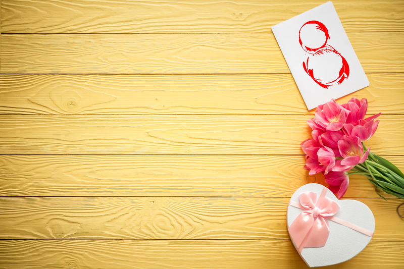 wood, flowers, tulips, 5K, heart, love, romantic, March 8, pink, pink tulips, gift