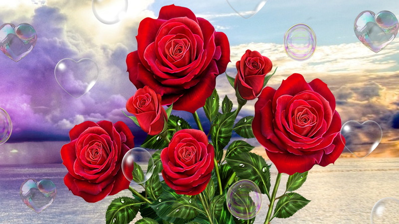 valentine, march, red, greeting, 2K, hearts, holiday, s, day, roses, card, women, soap, bouquet, lucky