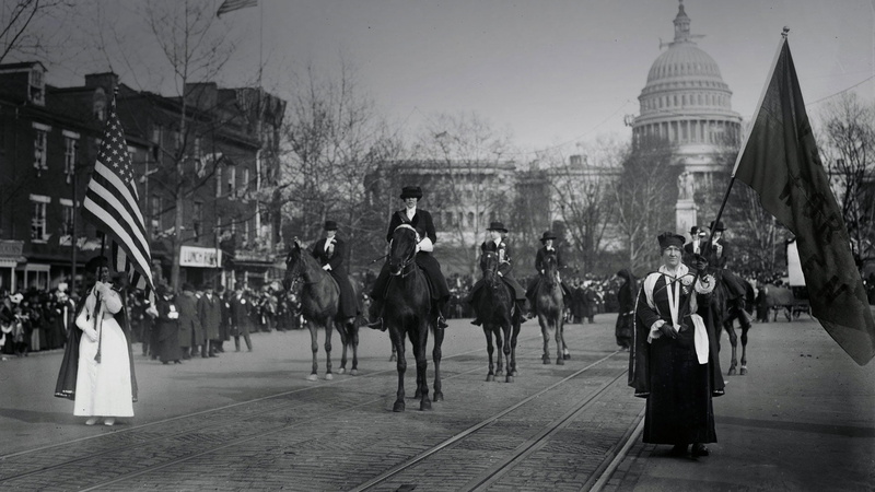 On March 3, 1913, Washington, women suffragettes, March, March 8, 1080P, USA