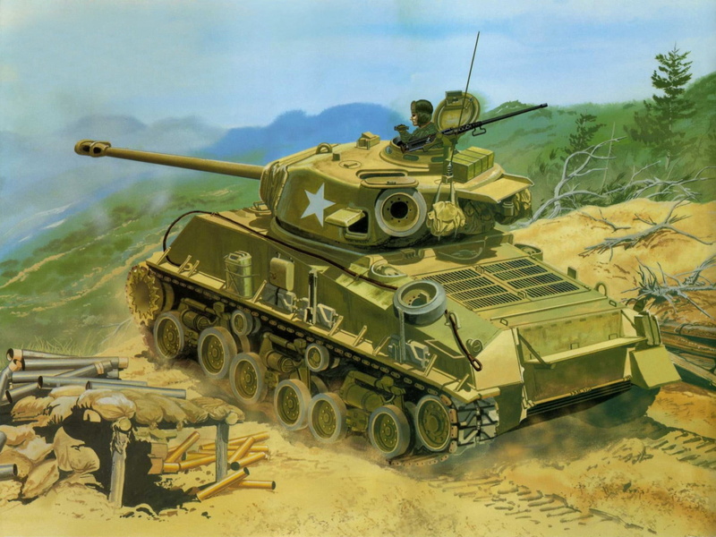 mode of transportation, illustration, 1080P, weapon, no people, day, artillery, conflict, A3E8, land, tank, government, art, The Korean war, used, battle