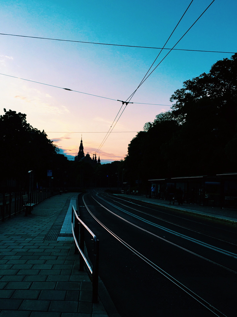 technology, sunset, nature, dusk, sky, architecture, plant, djurgårde, stockholm, sverige, cable, electricity, no people, railroad station platform, swede