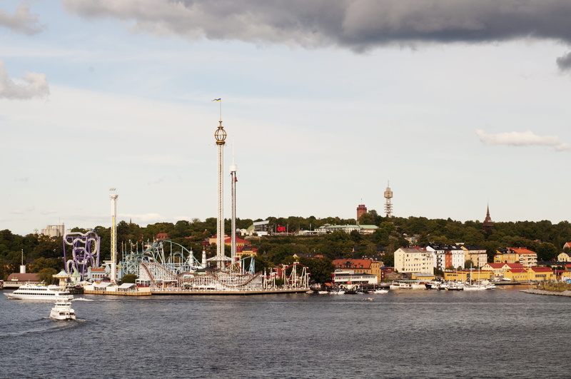 grona lund, 4K, harbor, day, built structure, transportation, nautical vessel, city, panoramic, river, building, sea, cityscape, waterfront, island, nature