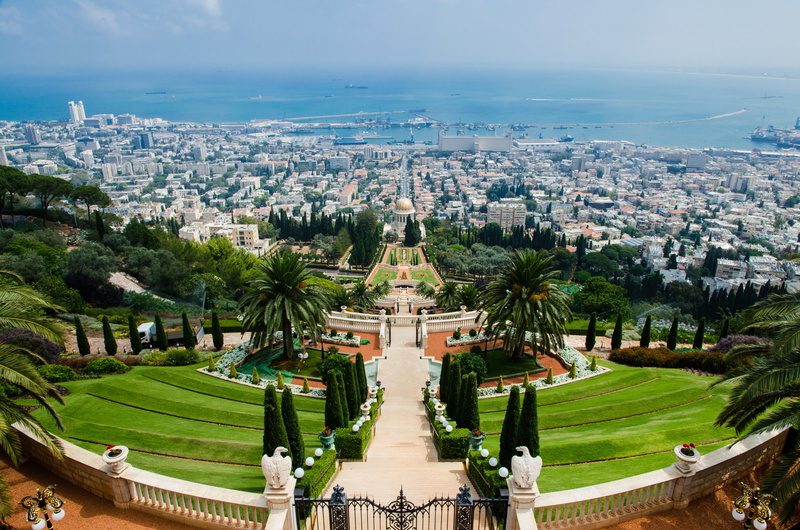 house, 4K, landscape, destination, sea, israel, daylight, hill, landmark, city, town, sight, scenic, cityscape, outdoors, architecture, buildings, bahai