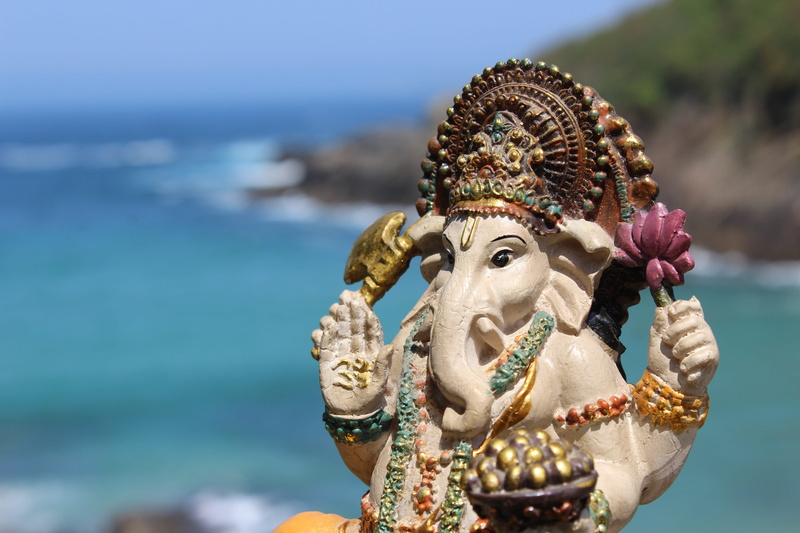 sculpture, beach, human representation, religion, close-up, idol, art and craft, statue, water, hindu, spirituality, sea, nature, outdoors, no people, representation