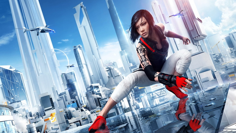 cyan, Mirrors Edge, video games, 1080P, women