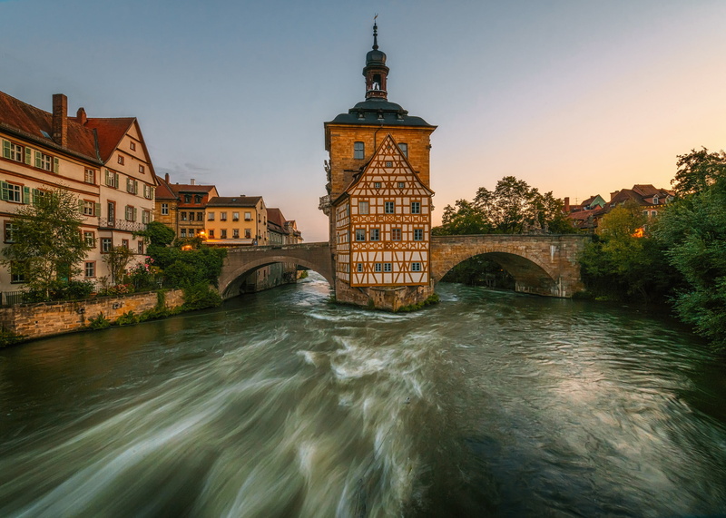 promenade, Bavaria, Germany, building, Old town hall, Regnitz River, river, 2K, the river Regnitz, Bayern, bridge, Bamberg