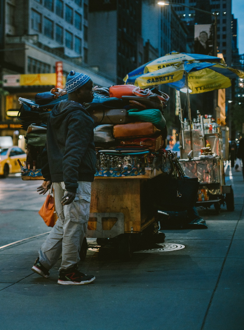 food, front, bags, for sale, taxi, light, incidental people, city, rear view, umbrella, selling, street market, full length, lifestyles, outdoors, 5K