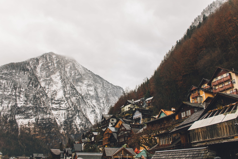 5K, nature, leisure activity, snowcapped mountain, built structure, cold, building, cloud - sky, plant, winter, exploreaustrium, architecture, houses