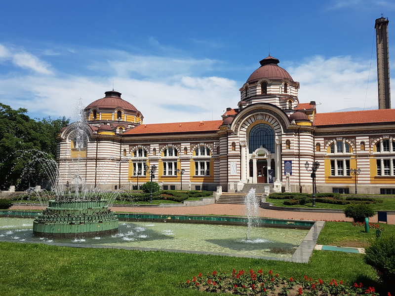 nature, sofia bath museum, flowerbed, grass, luxury, the past, building, water, built structure, sofia bulgaria city, architecture, travel destinations