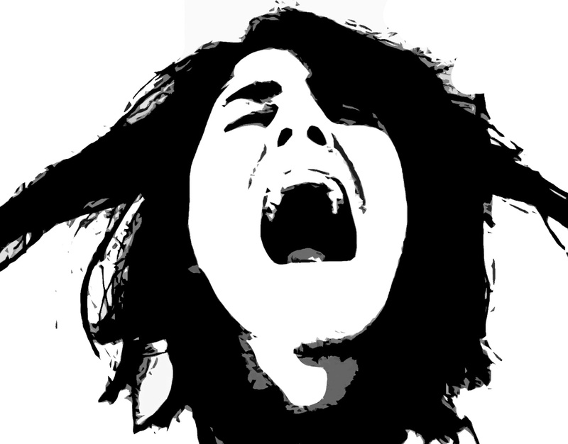 white, auto post production filter, hairstyle, Scream, low angle view, aggression, sky, 720P, face, white background, Sad, mouth, studio shot, looking at camera