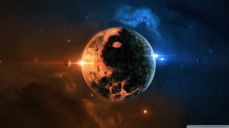 space art, planet, digital art, glowing, space, stars, Yin and Yang, 1080P