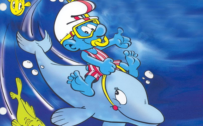 mobile, tablet, smurfs, pc, dolphin, strumful, ocean, riding, phones, hd, 1080P