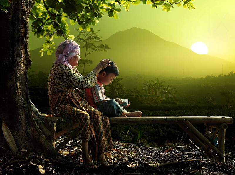 Sunny Morning, 1080P, grandson, grandma