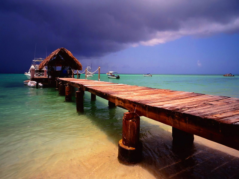 brown, rest, cabin, seadock, pier, shore, beautiful, lovely, horizons, tropics, 2K, bungalow, water, nice, wooden, tropical, breeze