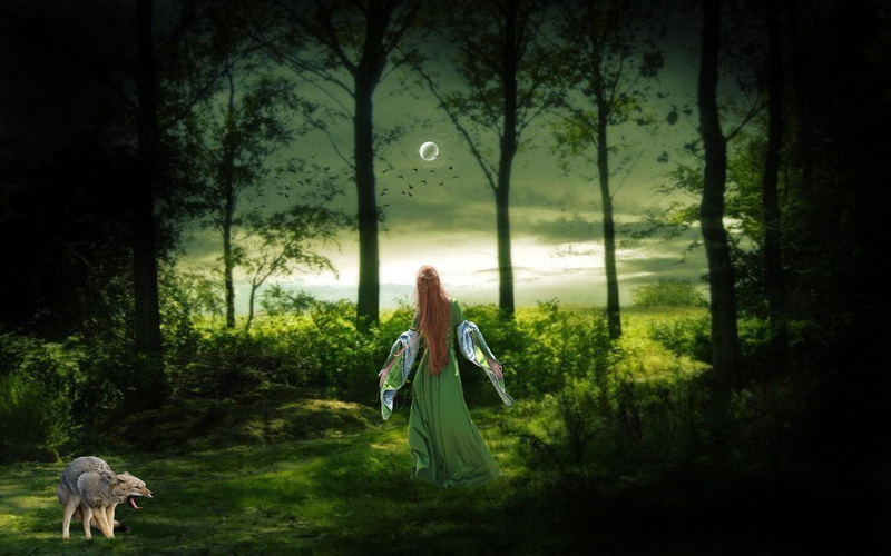 1080P, lady, feel, forest, fantasy, 3d and abstract, breeze