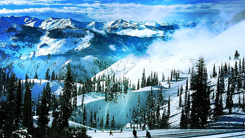 1080P, cool, season, beauty, skiing, breezing, blue, 3d and abstract