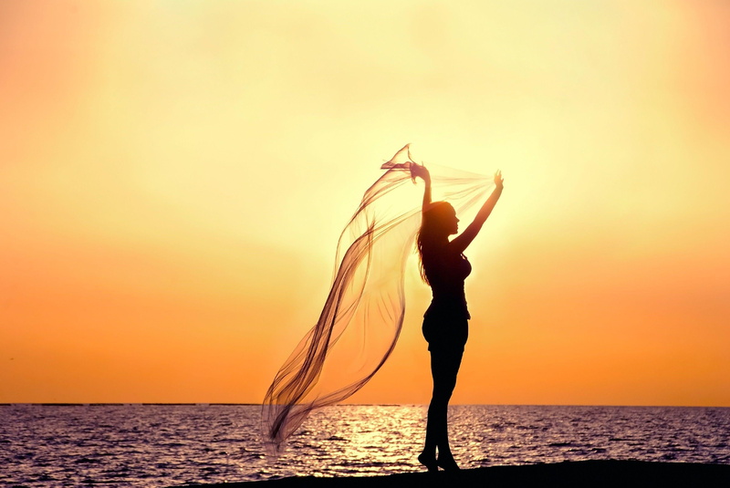 sunset, photography, veil, summer, woman, 2K, ocean, silhouette, lovely, breeze, mood, evening, girl, beautiful