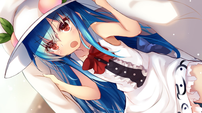 blue hair, dress, anime, 1080P, anime girls, sun hats