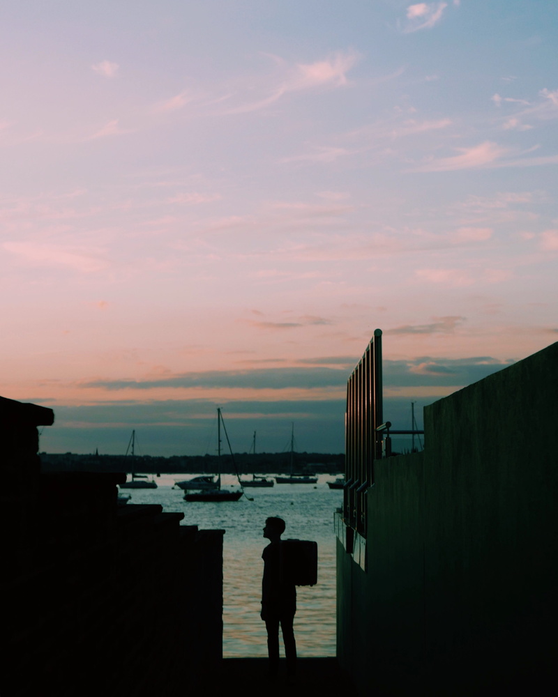 poole, building exterior, built structure, cloud - sky, drone, silhouette, walled, beauty in nature, united kingdom, sail, golden, 4K, sea, rear view