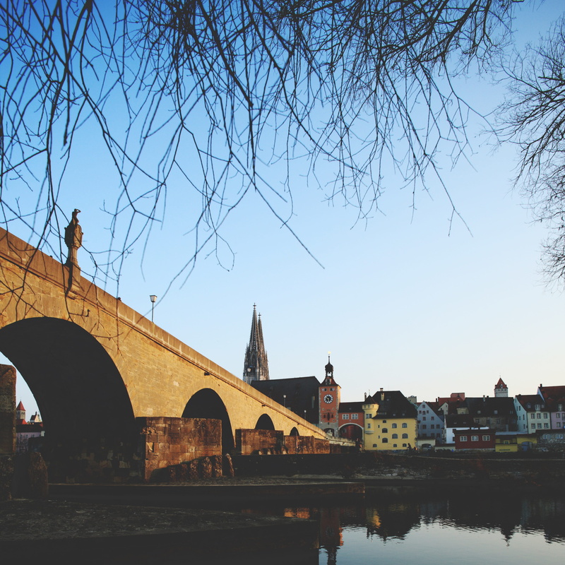 places of interest, river, homes, tree, Mood, outdoors, connection, cold, no people, building exterior, transportation, arch bridge, europe, steeple, mystical