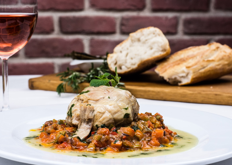 wine, fruit, plated, lamb, dinner, lamb meat with vegetables, meat, design, pepper, still life, serving size, freshness, indoors, gourmet, rosemary, healthy