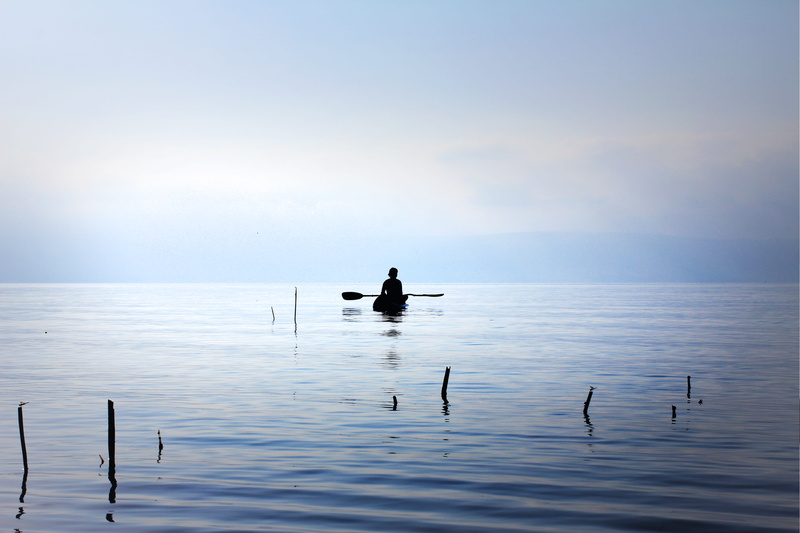 tranquility, outdoors, water, animal themes, scenics - nature, kid, sky, sea, silhouette, horizon, 5K, kayak, tranquil scene, israel, patience, bird, horizon over water