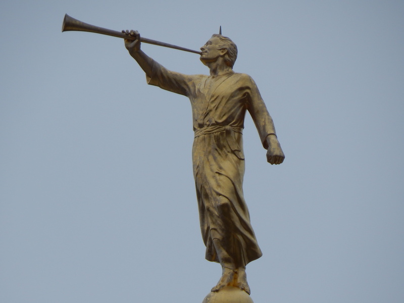 mormon, angel, craft, clear sky, low angle view, art and craft, no people, history, nature, mormonism, blue, temple, creativity, religion, human representation