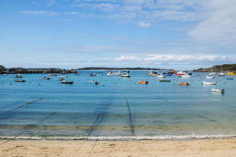 isles of scilly, england, beach, st marys, water, no people, boat, marys, nature, harbour, tranquility, atlantic, britain, travel, sky, transportation