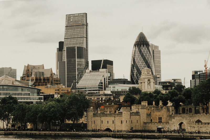 plant, city life, sky, travel destinations, office building exterior, built structure, england, tall - high, buildings, nature, tree, london, modern, view