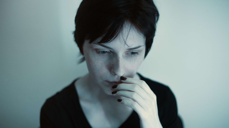 hairstyle, portrait, contemplation, black hair, studio shot, girl, royalty  images, adult, cigarette, one person, 4K, headshot, sign, emotion, indoors