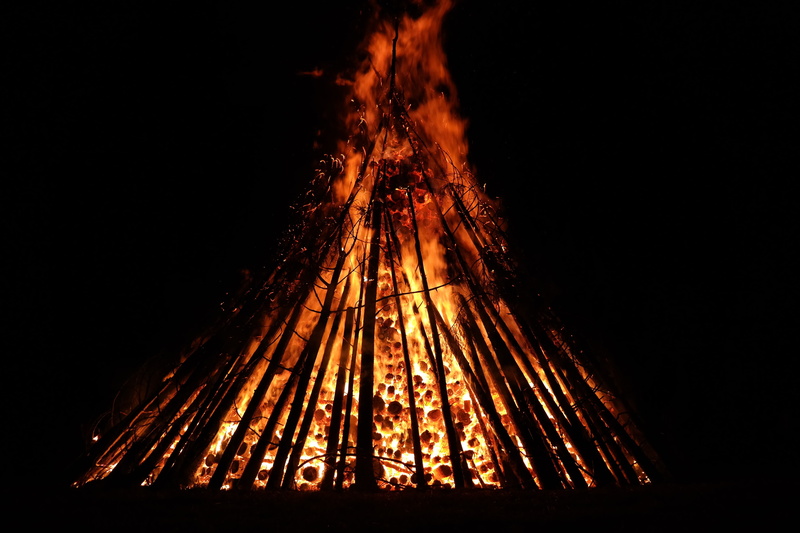 blaze, studio shot, st johns day, fire, summer solstice, no people, dark, woods, black background, light - natural phenomenon, bonfire, glowing, customs