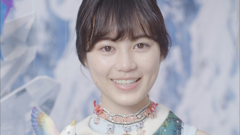 looking at camera, black hair, brown eyes, Nogizaka46, emotion, headshot, close-up, adult, brunette, innocence, Asian, hairstyle, happiness, pearl jewelry