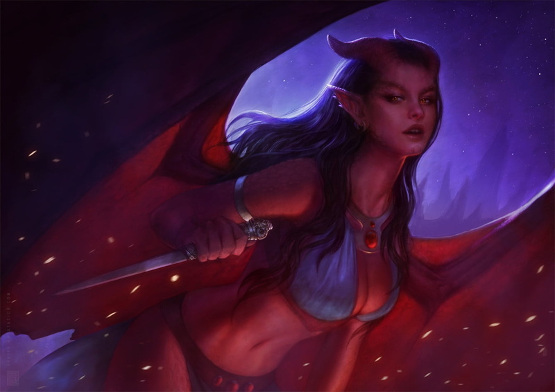 adult, wings, red, demon, music, long hair, fashion, young women, arts culture and entertainment, indoors, blue, women, one person, bat, nightlife, hairstyle
