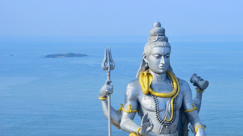 The murudeshwara, Shiva, India, 1080P, statue, the ocean