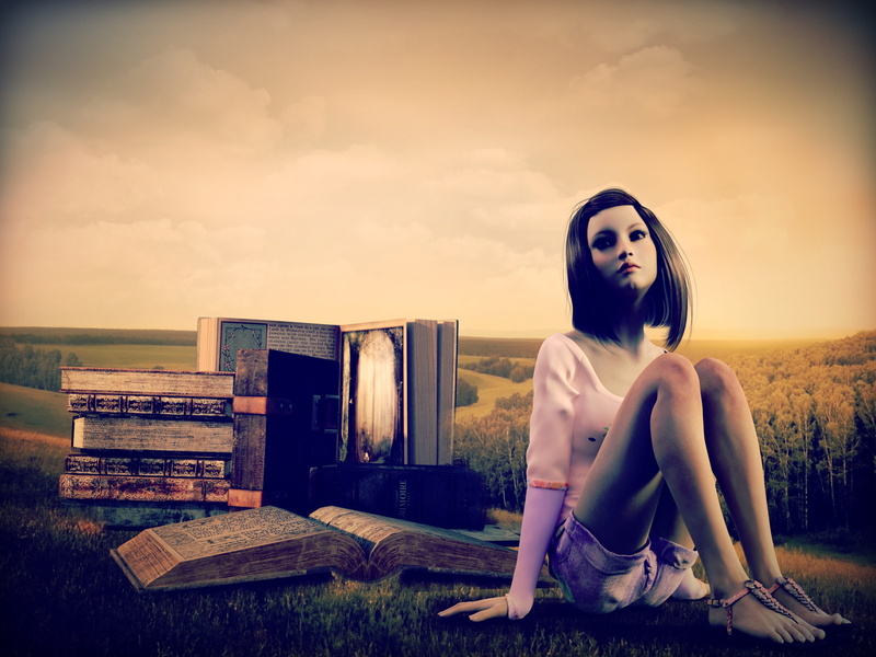nature, sitting, sun, woman, women, sky, cloud - sky, fantasy, young women, 4K, landscape, one person, sadness, book, girl, portrait, depression - sadness