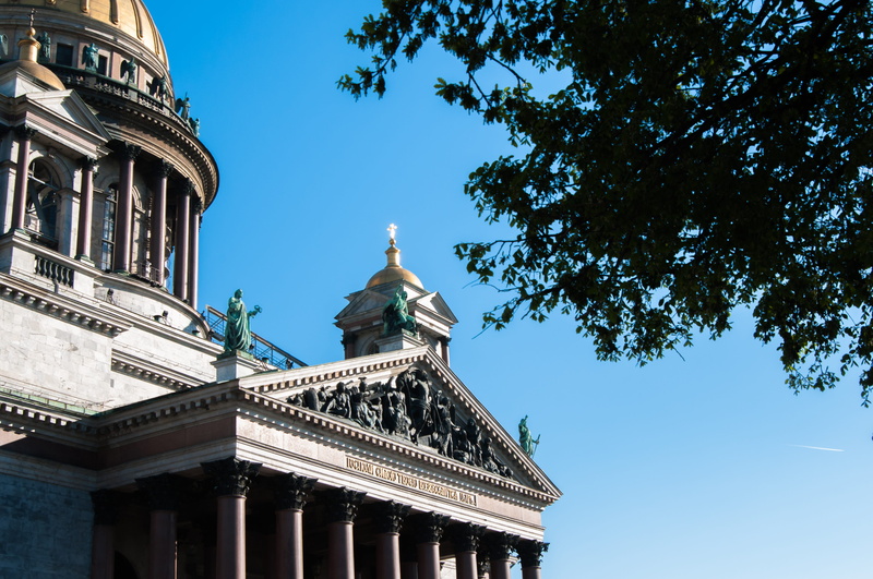 sculpture, orthodox, low angle view, travel destinations, clear sky, cathedral, blue, church, city centre, outdoors, beautiful temple, architecture, religious
