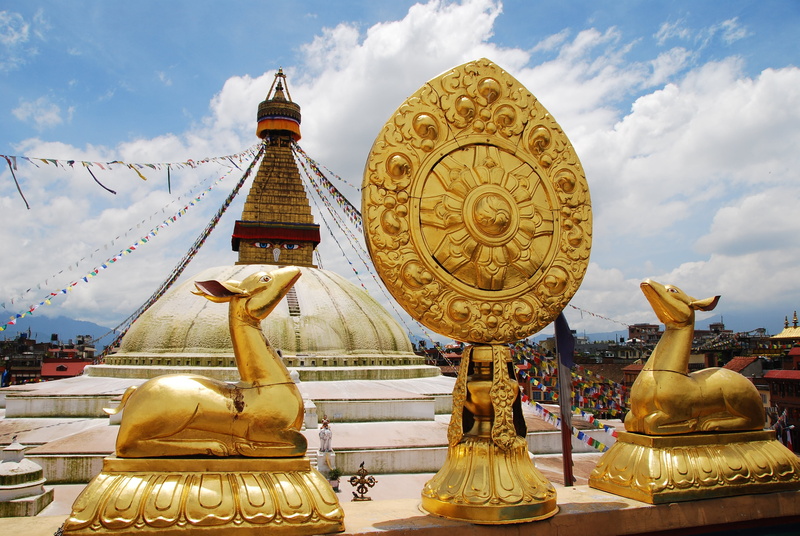 architecture, India, creativity, religion, art and craft, buddhism, belief, built structure, place of worship, Nepal, cloud - sky, Travel, representation