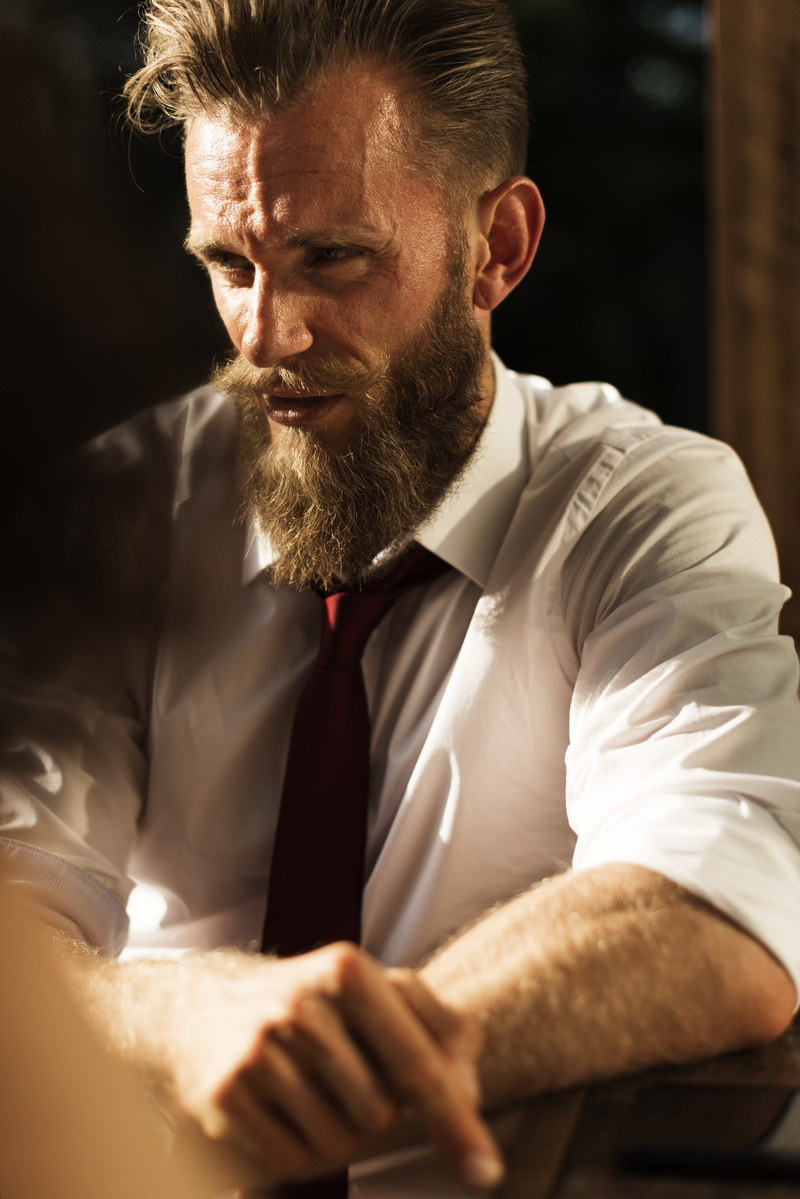 waist up, sitting, indoors, males, front view, courage, offer, menswear, facial hair, mature adult, wearing, shirt, portrait, deal, sunlight, white, confidence