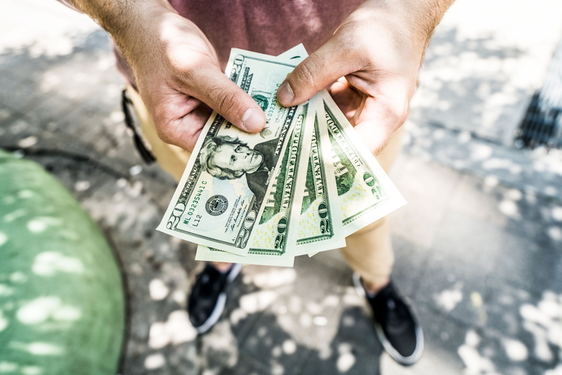 paper currency, bank, finance, bills, savings, one person, city, saving, buying, green color, investing, money, hand, human body part, close-up, 4K, human hand