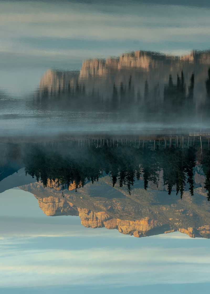 2K, rocky mountain, tranquility, outdoors, idyllic, land, trees, inverted, blur, calm, plant, cloud - sky, tree, no people, lake, non-urban scene, mountain