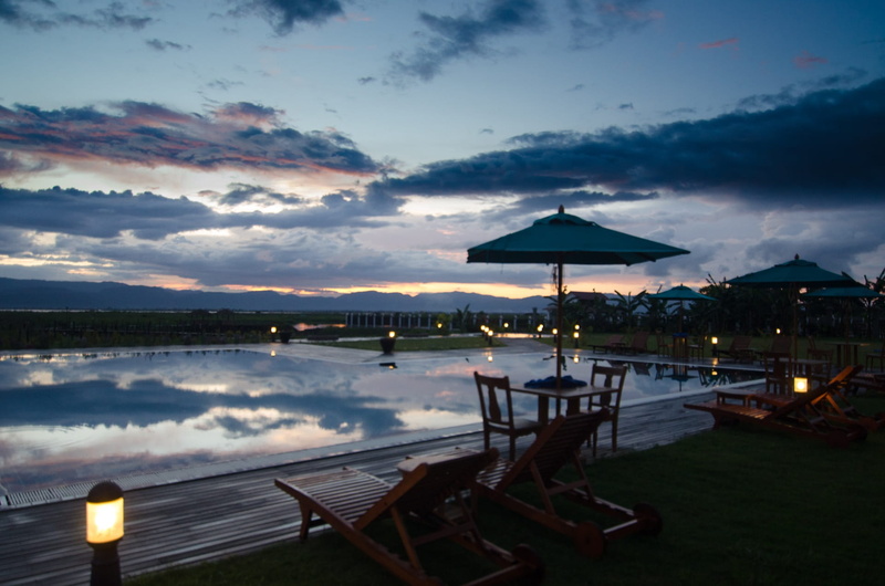 scenics, summer, cloud - Sky, mountain, sky, water, tranquil scene, no people, swimming pool, chair, landscape, travel Locations, 1080P, outdoors, scenics - nature